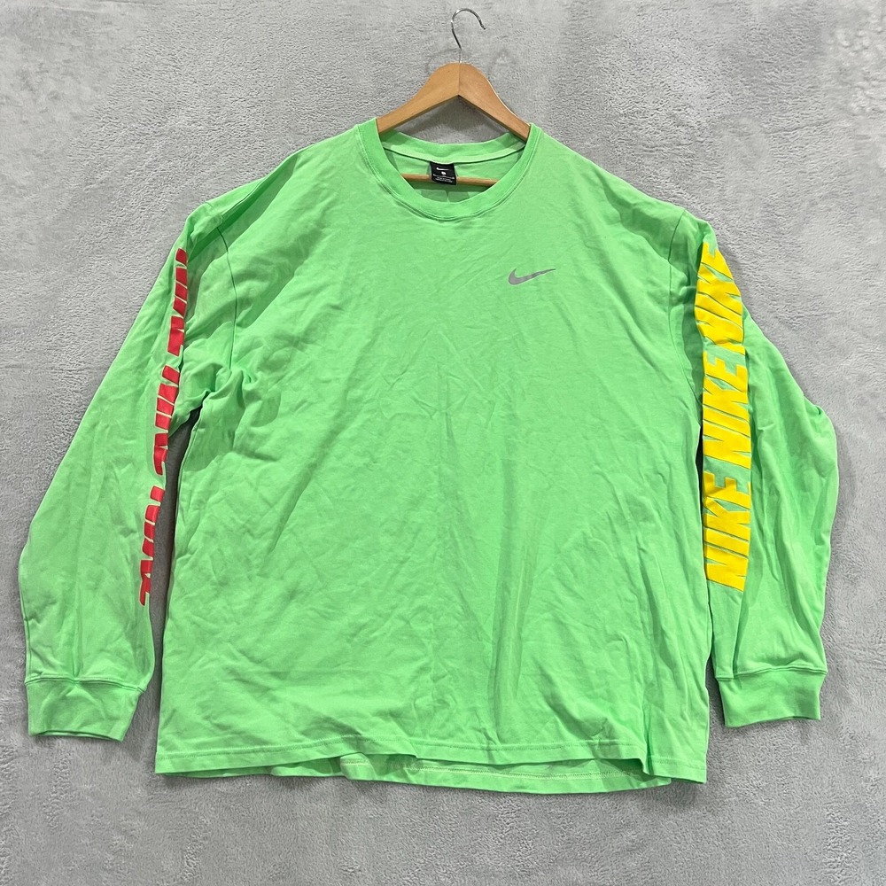 Nike Sportswear Shirt Men's XL Long Sleeve Green/Red/Yellow CJ0151-337